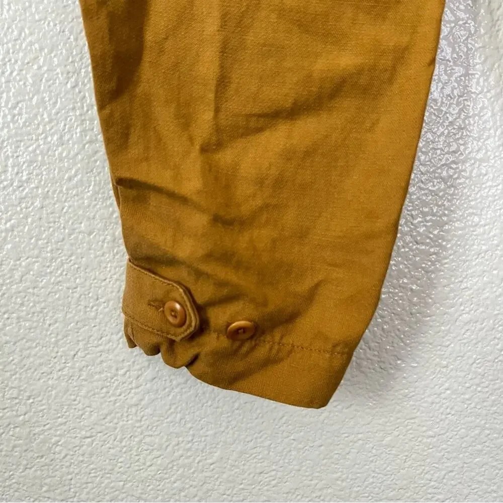 Banana Republic Tencel-Linen Cargo Pant tie waist bronze burnt yellow